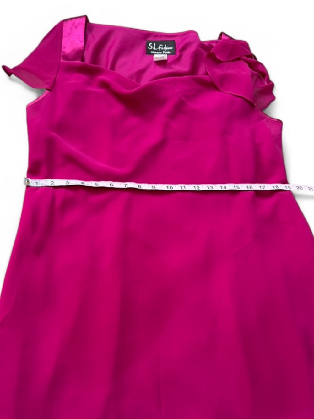 Vintage 2005 SL Fashions Fuschia Chiffon Midi Dress, Women's Size 18WP‎ - Picture 10 of 11
